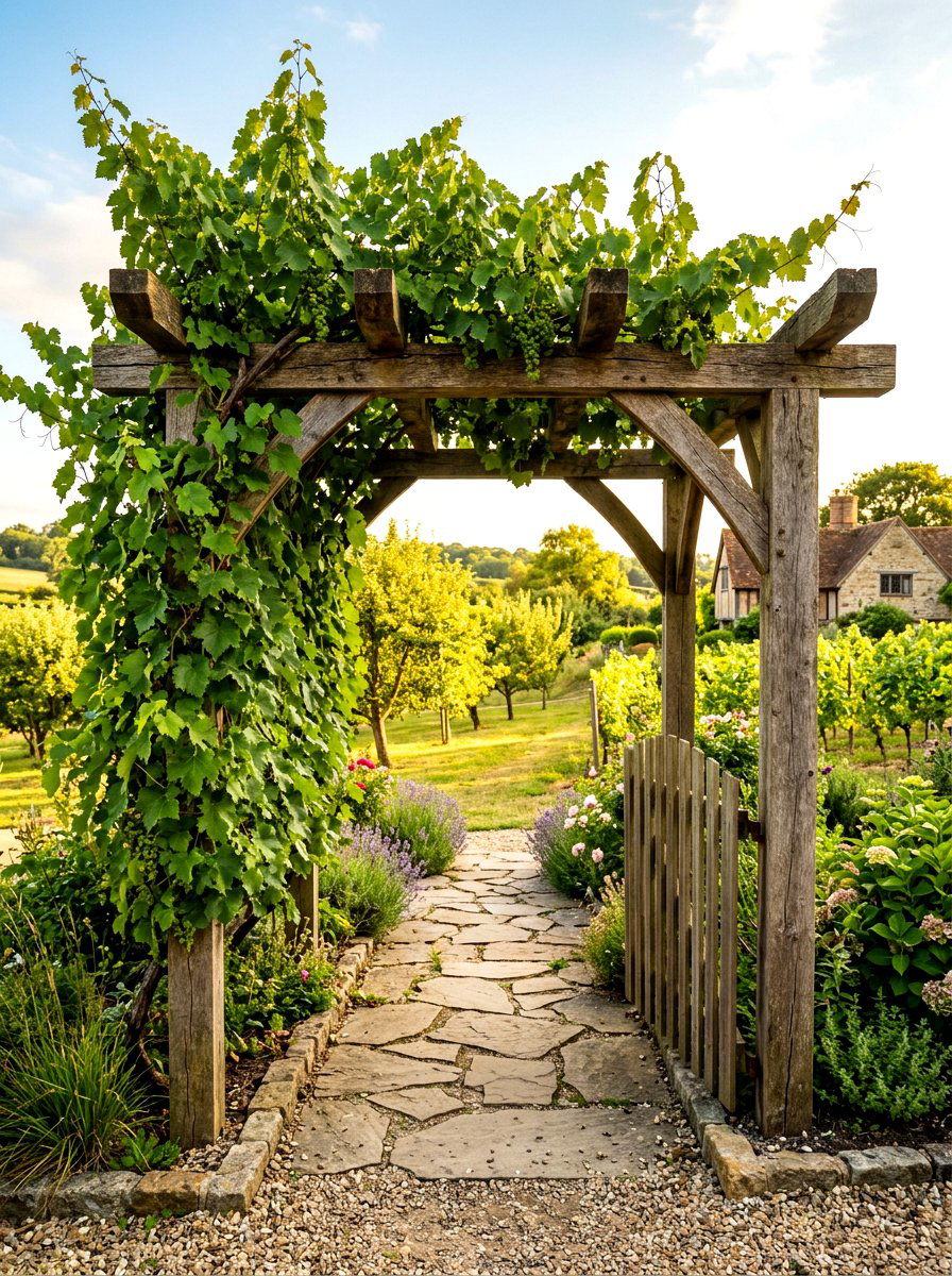 Grapevine Garden Entry - 30 arbor walkway ideas