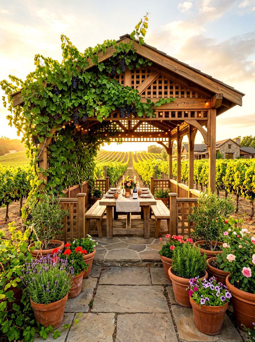 Grapevine Living Wall - 30 gazebo privacy ideas