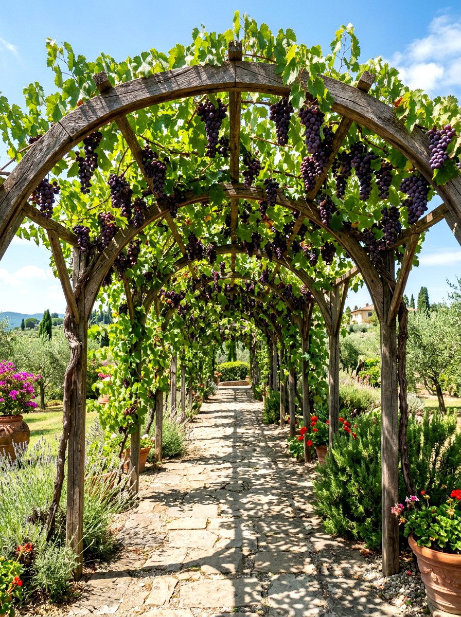 Grapevine Tunnel Walkway - 30 climbing archway ideas