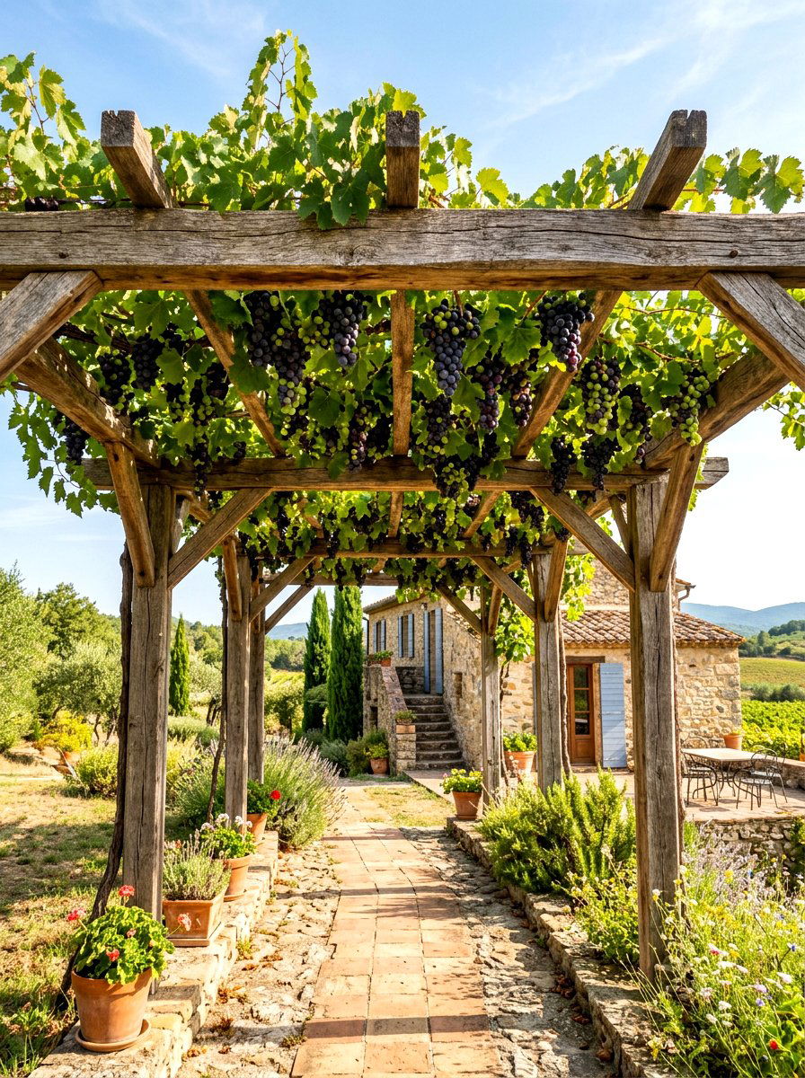 Grapevine Wood Arbor - 30 front arbor ideas