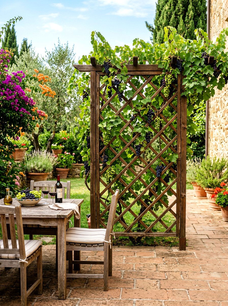Grapevine Wood Lattice - 30 living privacy wall ideas