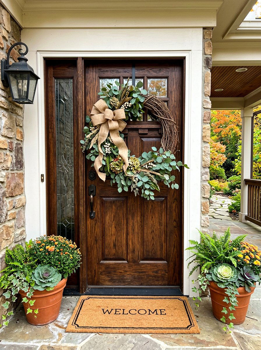 Grapevine wreath decor - 30 country porch decor ideas