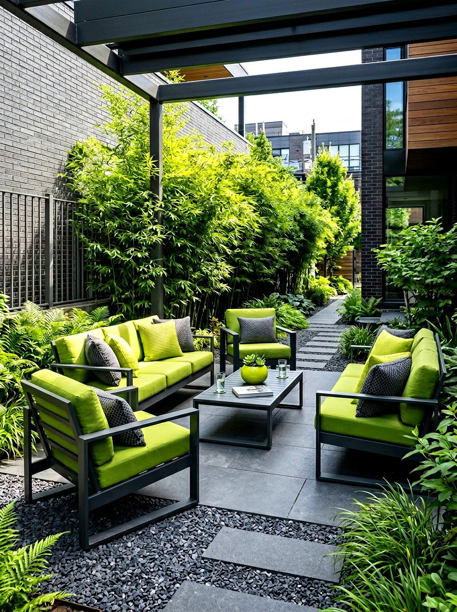 Graphite And Lime Green Patio - 30 patio color scheme ideas