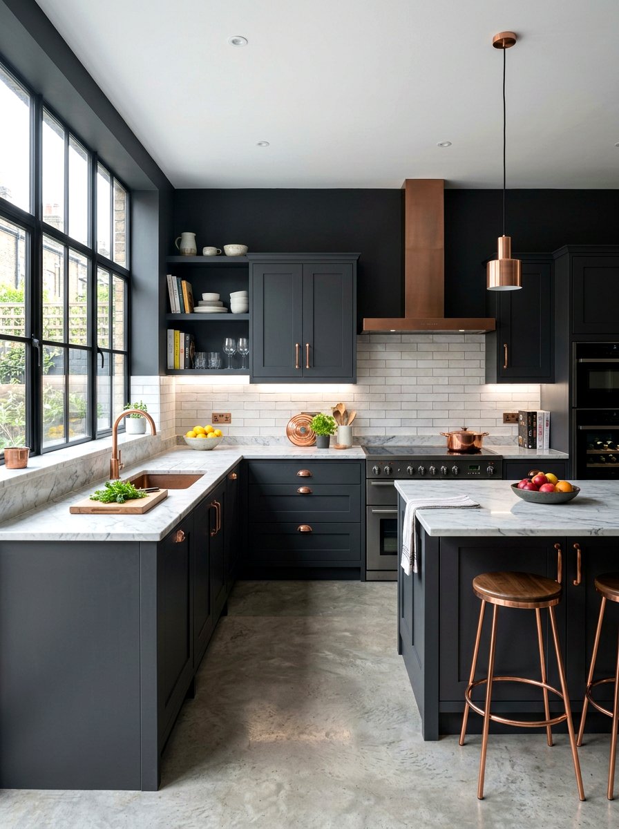 Graphite Grey Kitchen - 30 dark moody wall ideas