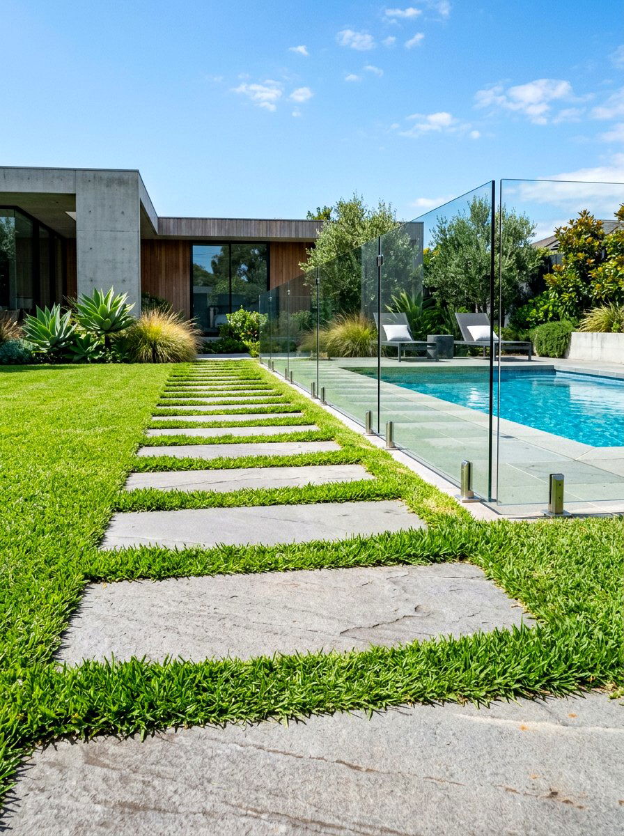 Grass Infilled Path - 30 stepping stone ideas