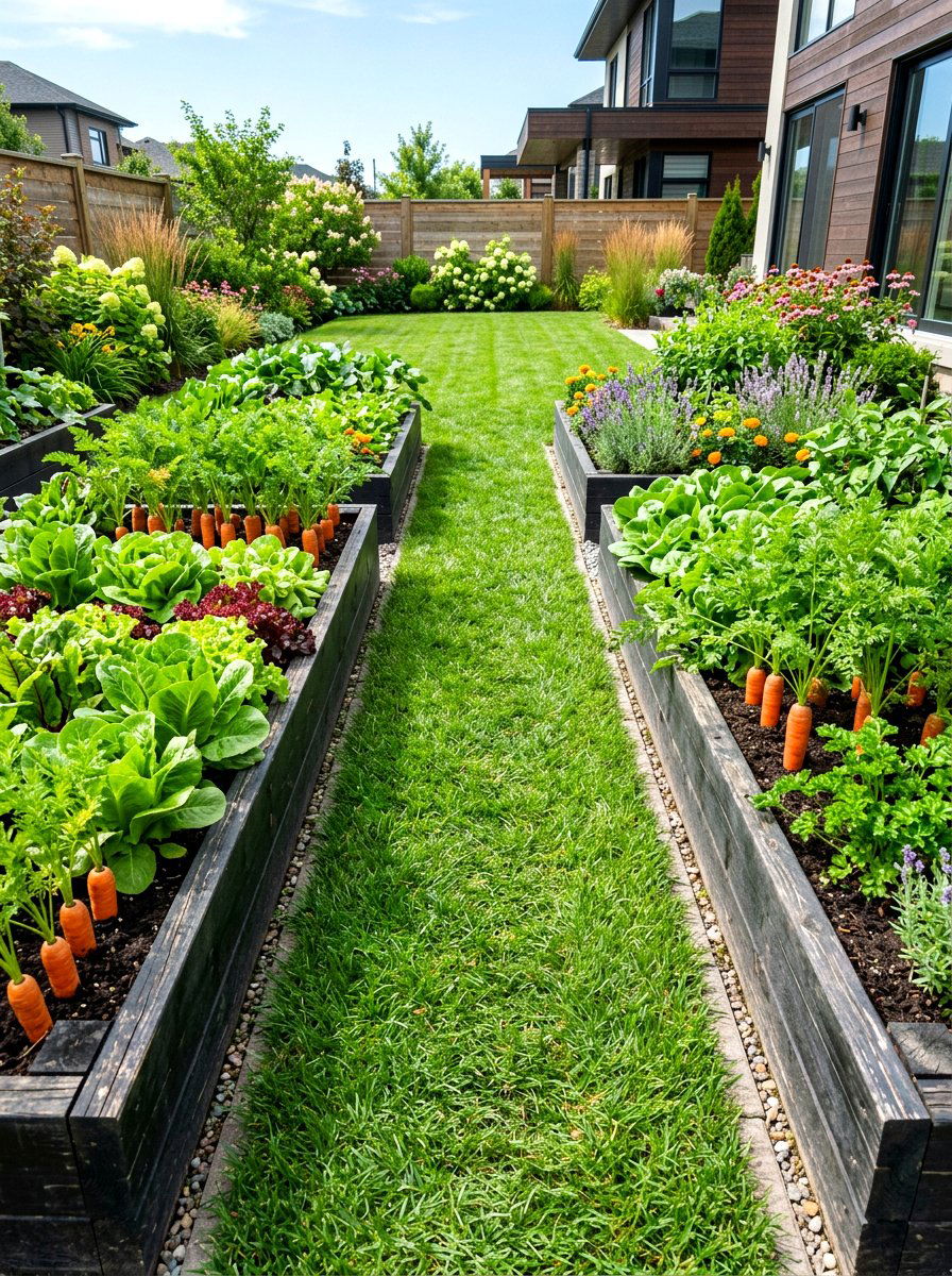 Grass Path - 30 raised bed path ideas