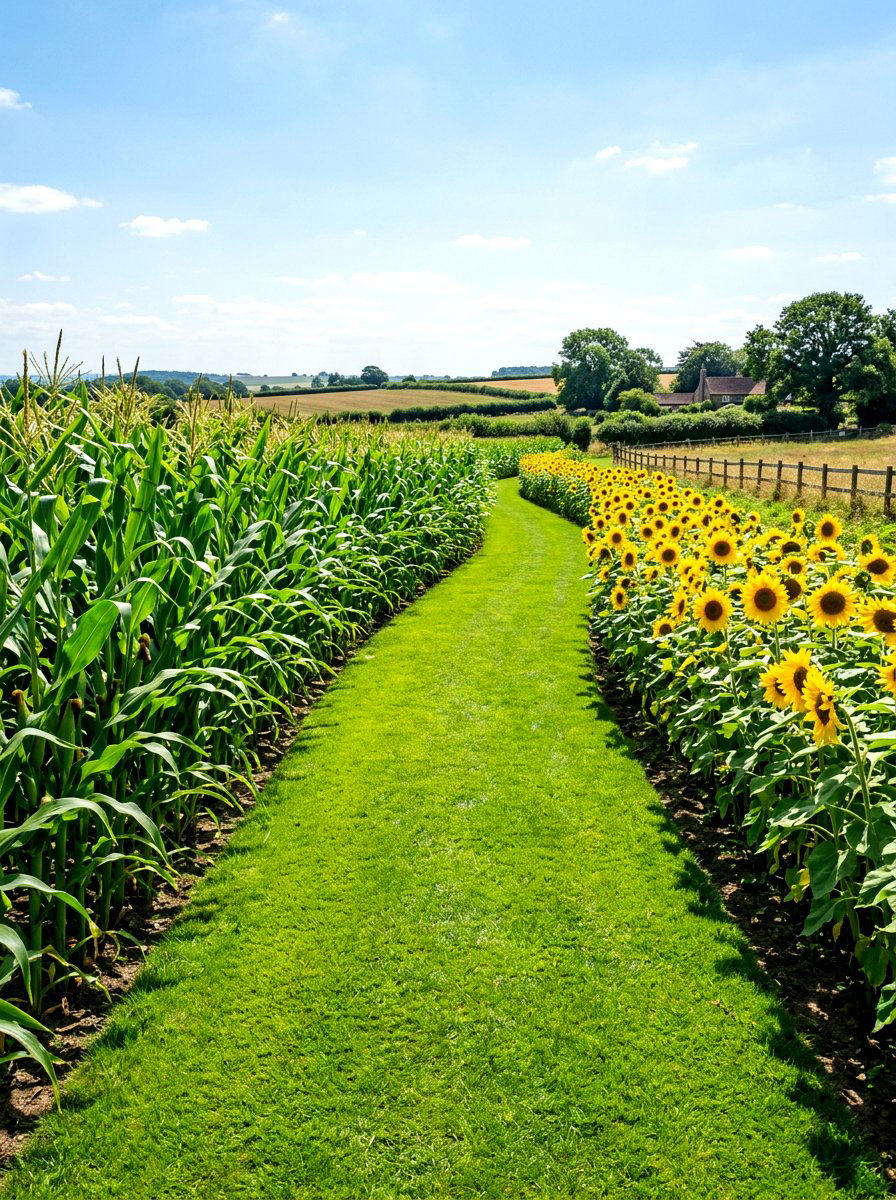 Grass Walkway - 30 vegetable garden path ideas