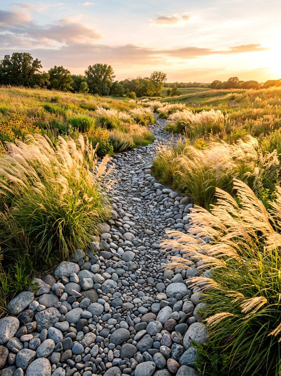 Grass dry creek bed - 30 dry creek bed ideas