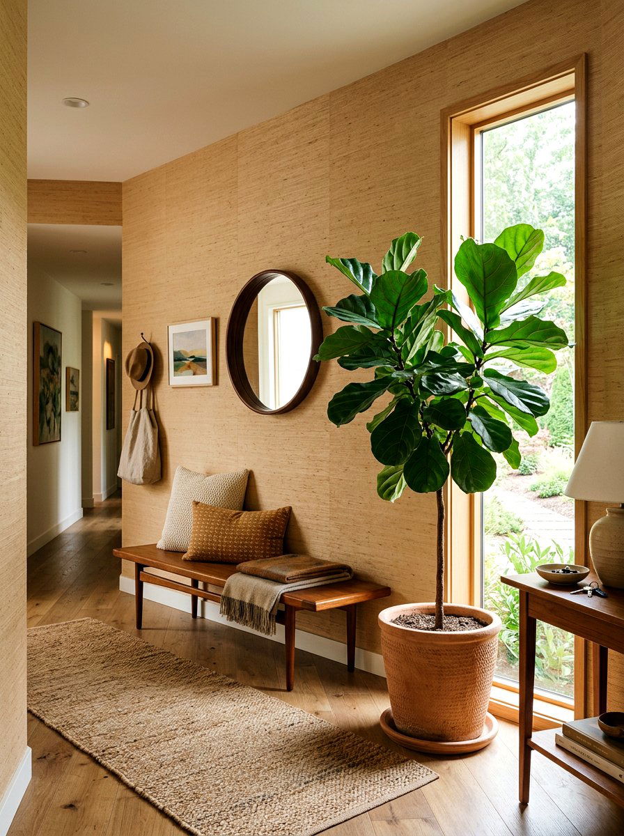Grasscloth Foyer Walls - 30 entry wallpaper ideas