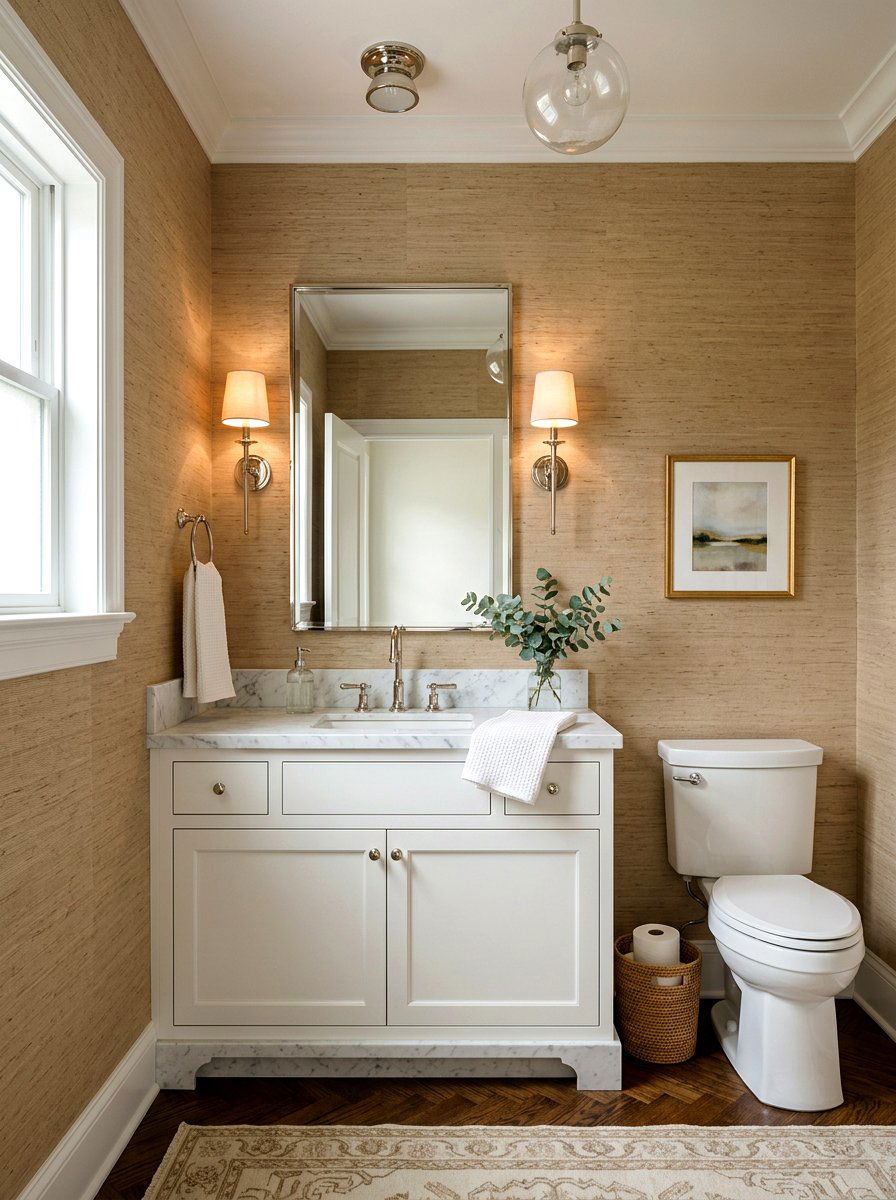 Grasscloth Powder Room - 30 powder room ideas