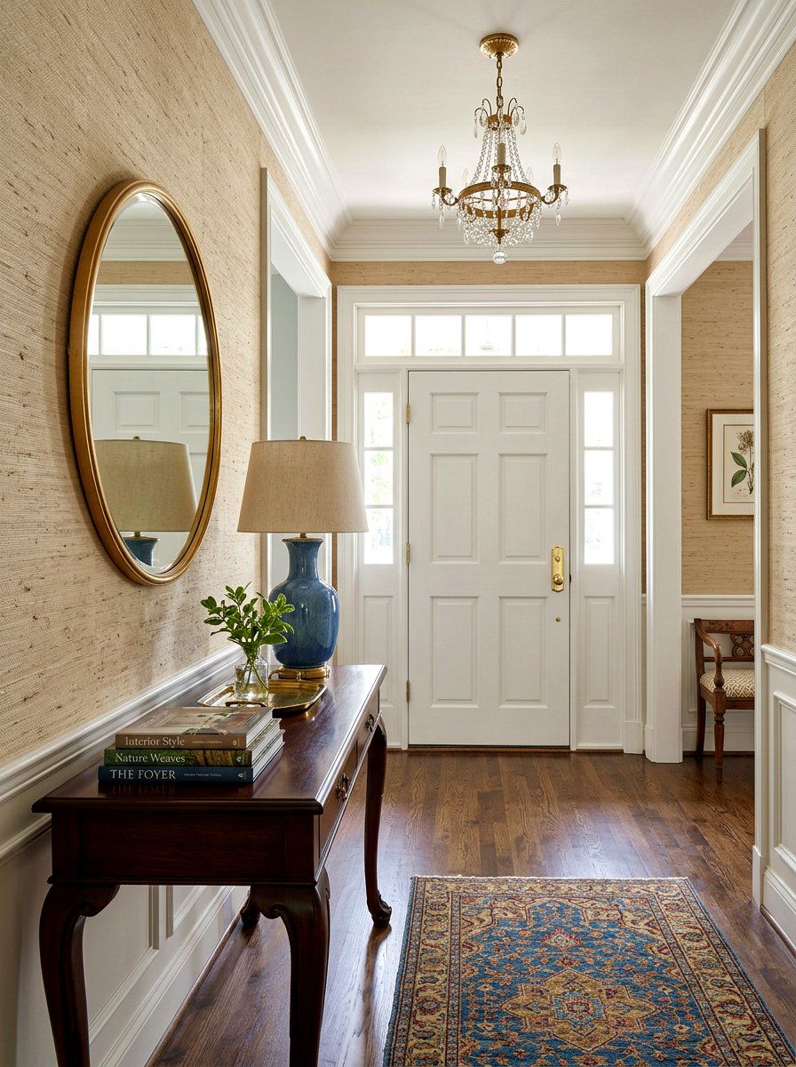 Grasscloth Wallpaper Foyer - 30 foyer accent wall ideas