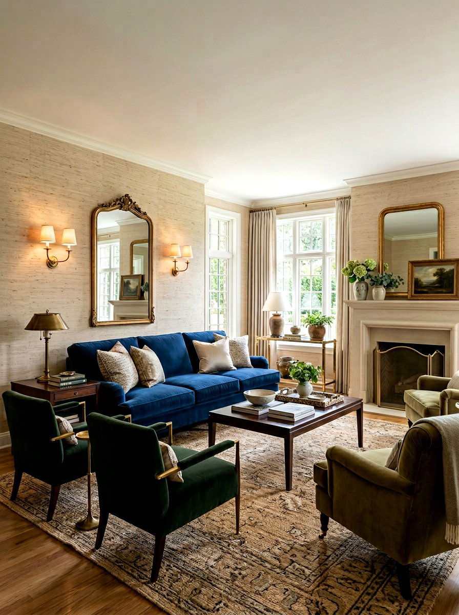 Grasscloth Wallpaper - 30 layered texture living room ideas