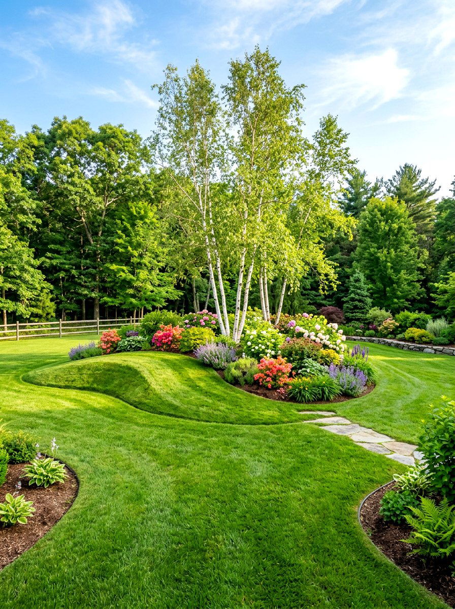 Grassy Berm - 30 drainage landscaping ideas