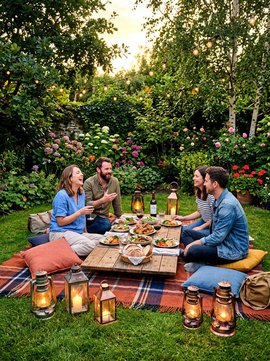 Grassy Picnic Blanket - 30 backyard candlelight dinner ideas