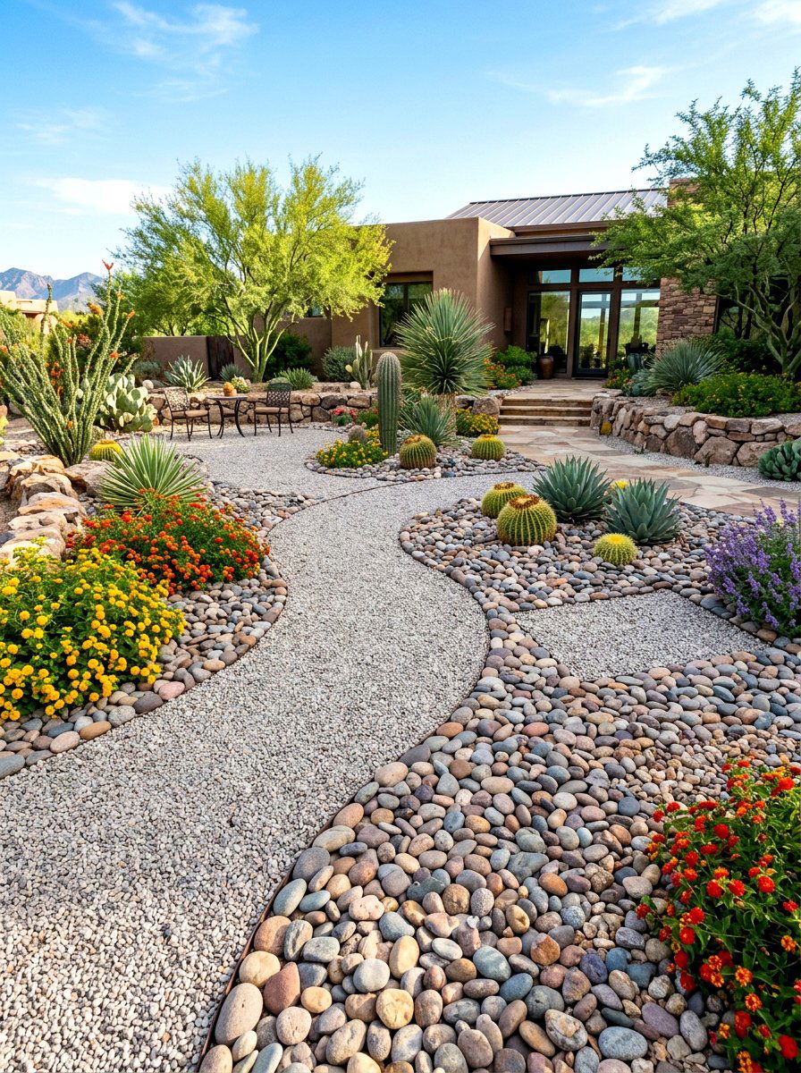 Gravel And Stone Mulching - 30 desert landscaping ideas