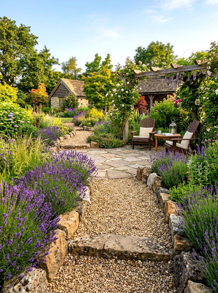 Gravel And Stone Path - 30 Mediterranean patio lounge ideas