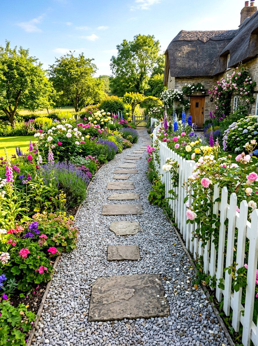 Gravel And Stone Path - 30 stone walkway ideas