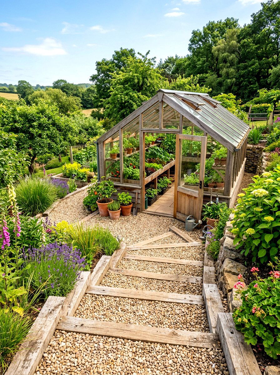 Gravel And Timber - 30 greenhouse path ideas