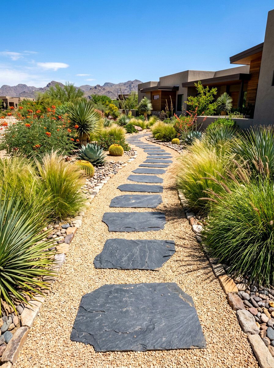 Gravel Bordered Stones - 30 stepping stone ideas