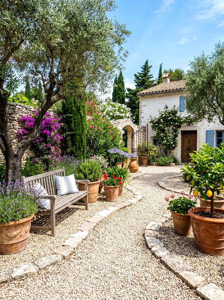 Gravel Courtyard Flooring - 30 Mediterranean patio ideas