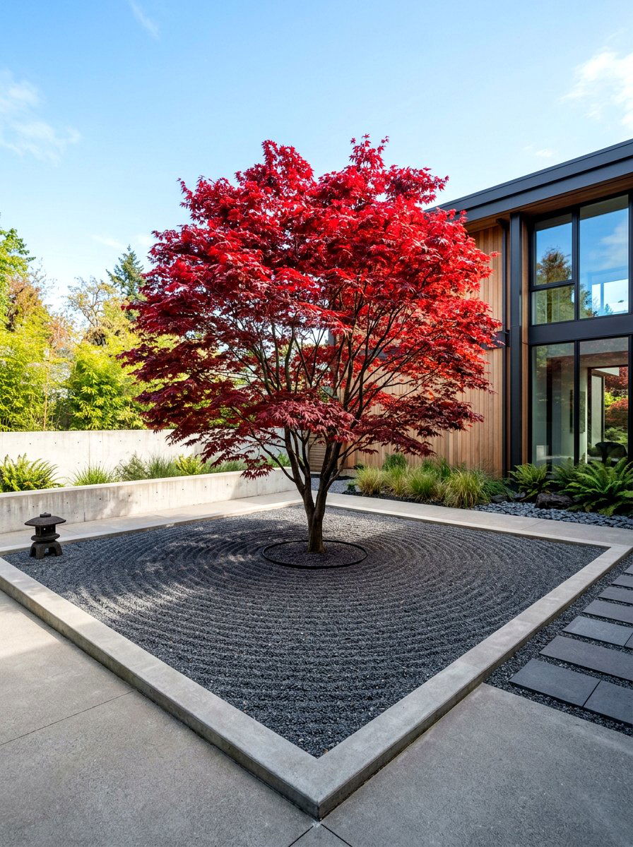 Gravel Courtyard Japanese Maple - 30 Japanese maple garden ideas