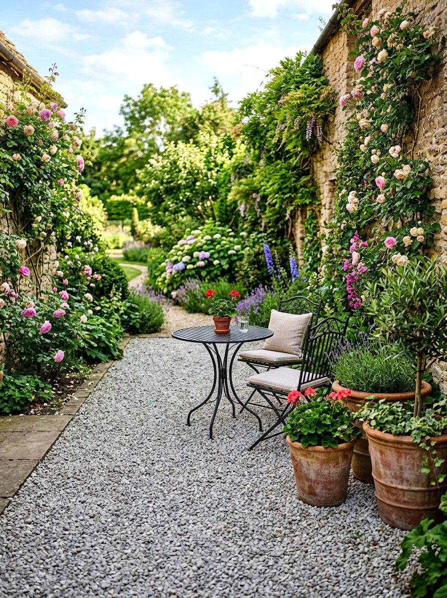 Gravel Courtyard Seating Area - 30 Nancy Meyers patio ideas