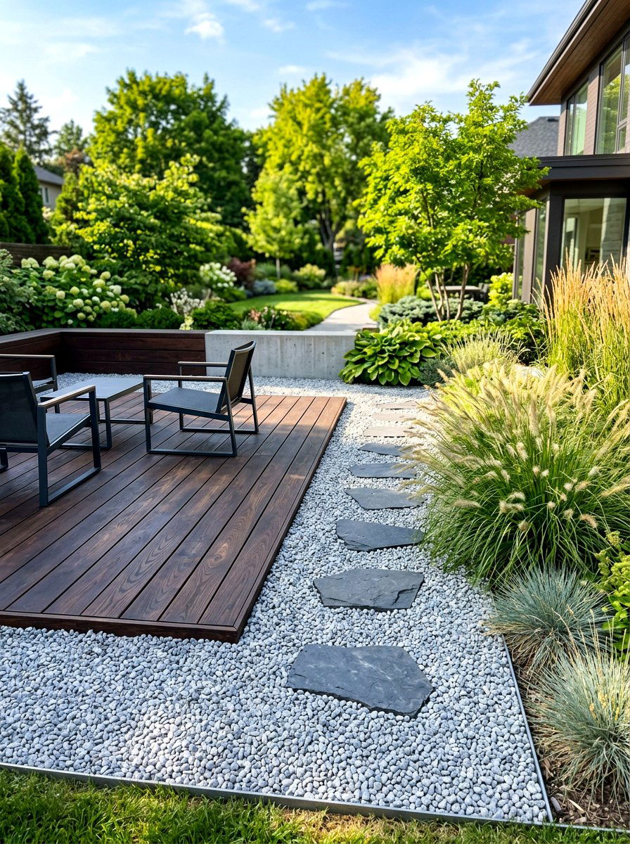 Gravel Deck Surround - 30 budget deck ideas