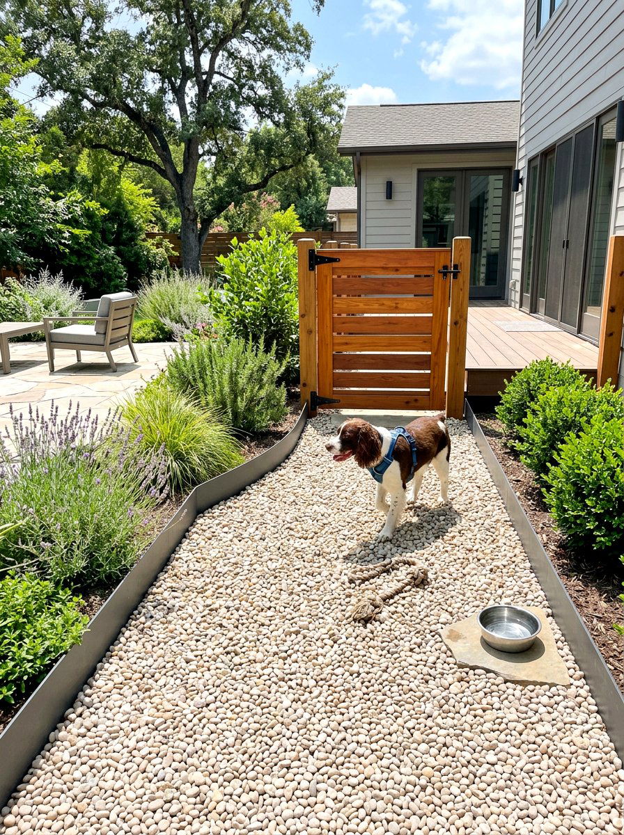 Gravel Dog Run - 30 dog friendly patio ideas aesthetic