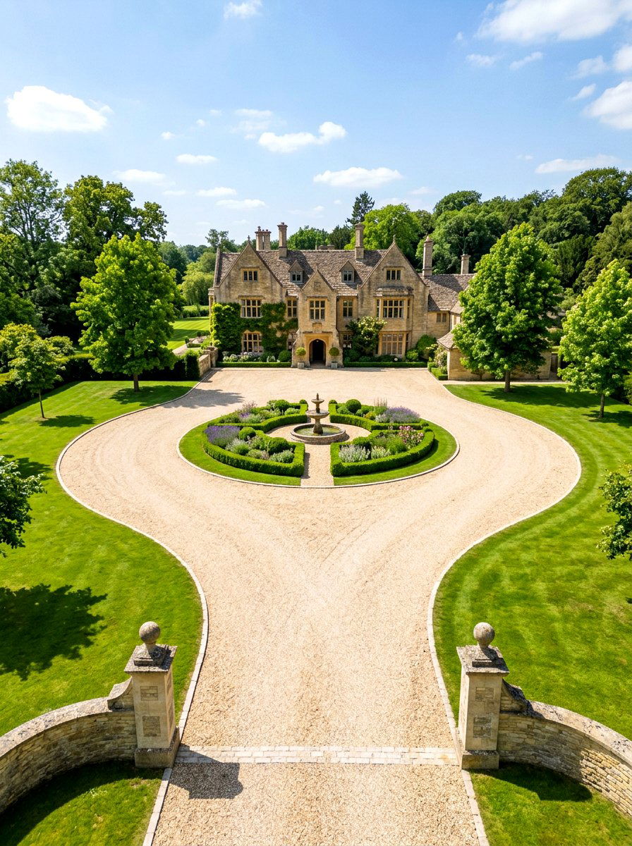Gravel Driveway Entrance - 30 English manor exterior ideas