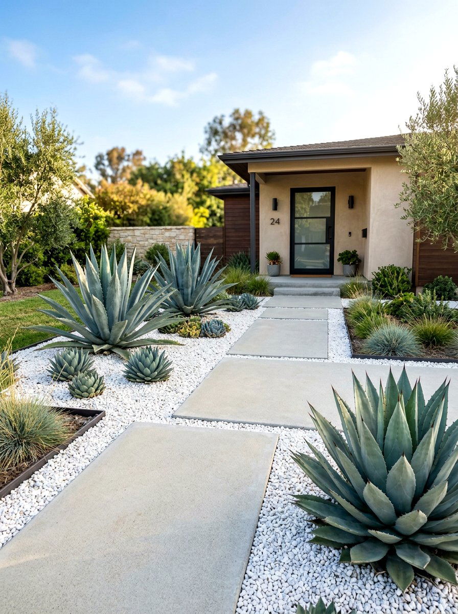 Gravel Entryway Garden - 30 zen garden ideas