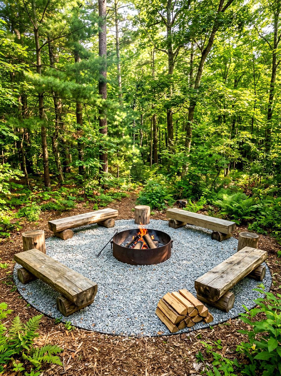 Gravel Fire Pit - 30 entertainer backyard ideas