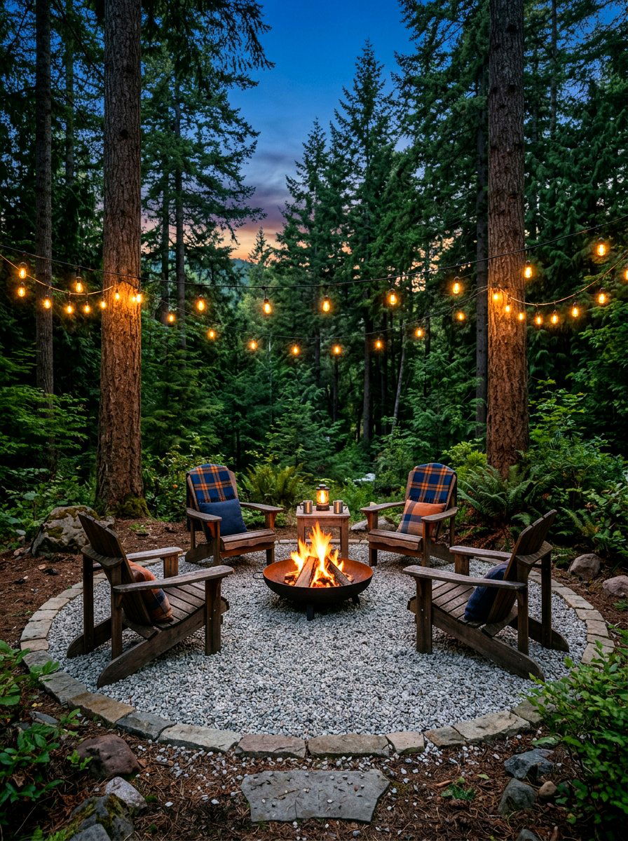 Gravel Fire Pit - 30 family backyard ideas