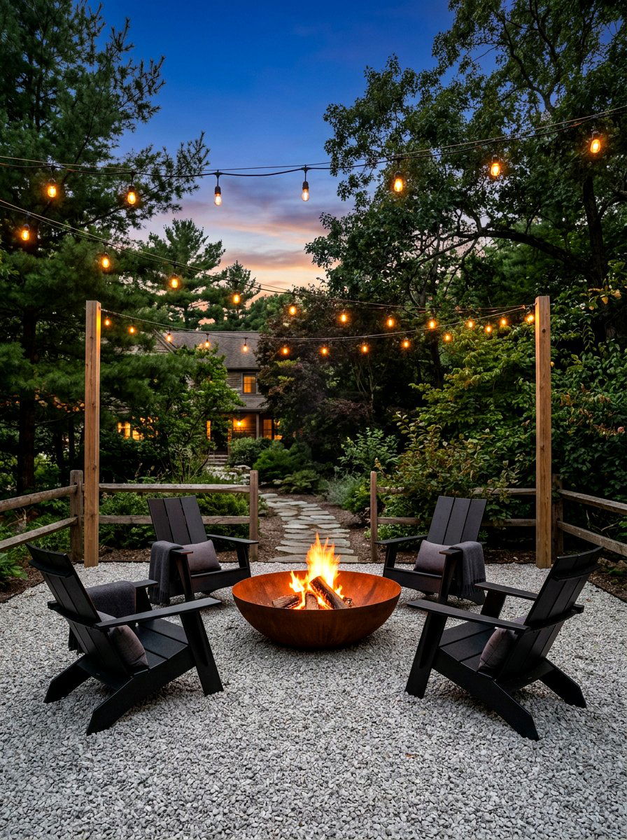 Gravel Fire Pit Area - 30 backyard lounge zone ideas