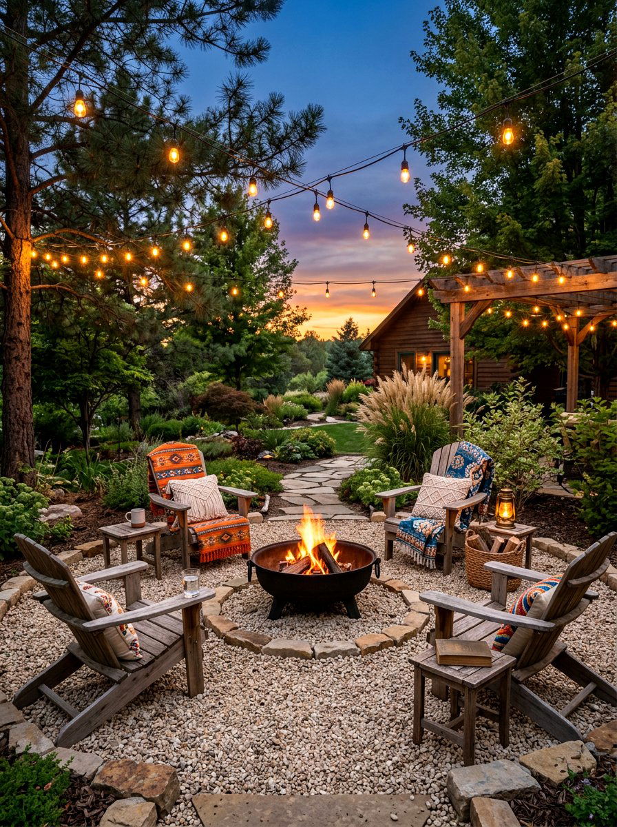 Gravel Fire Pit Area - 30 fire pit patio ideas