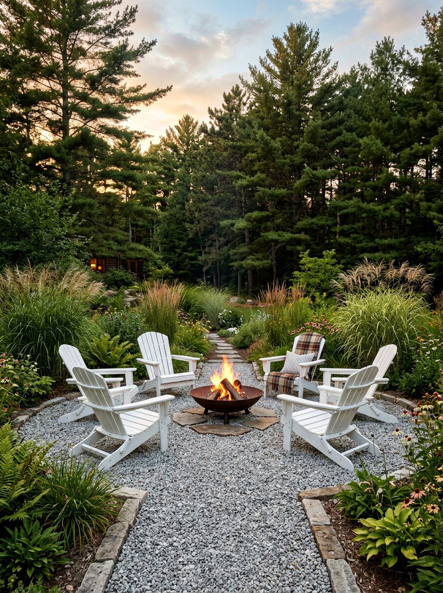 Gravel Fire Pit - 30 backyard entertaining ideas