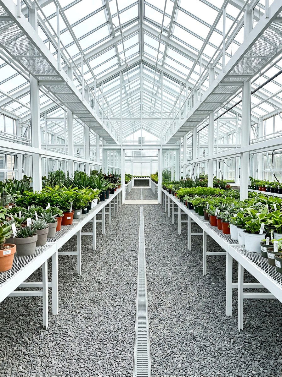 Gravel Floor Drainage - 30 greenhouse plant layout ideas