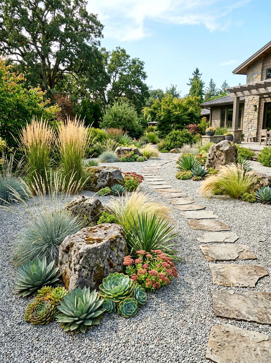 Gravel Garden Landscape - 30 no grass backyard luxury ideas