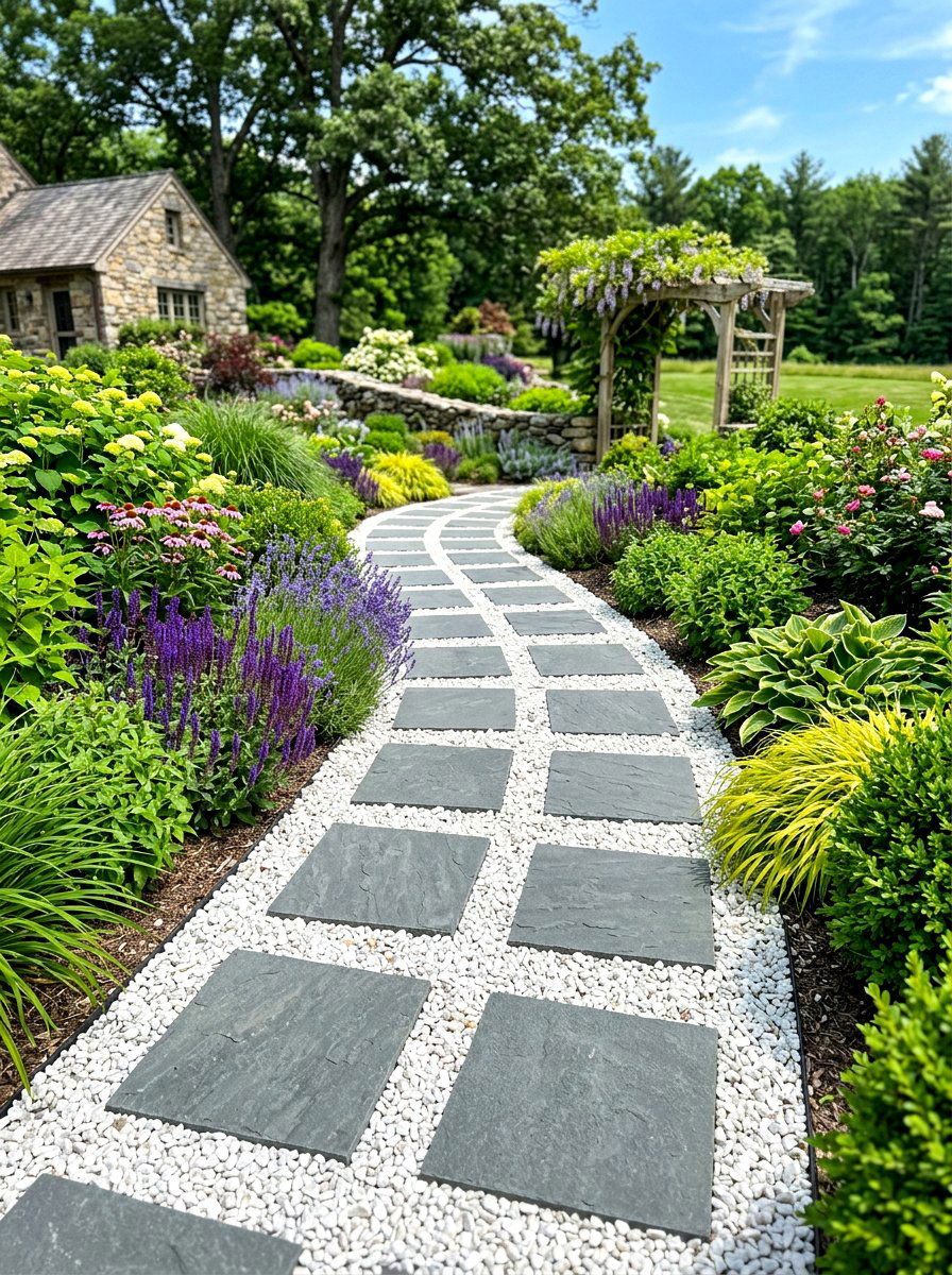 Gravel Inlay Paver - 30 stepping path backyard ideas