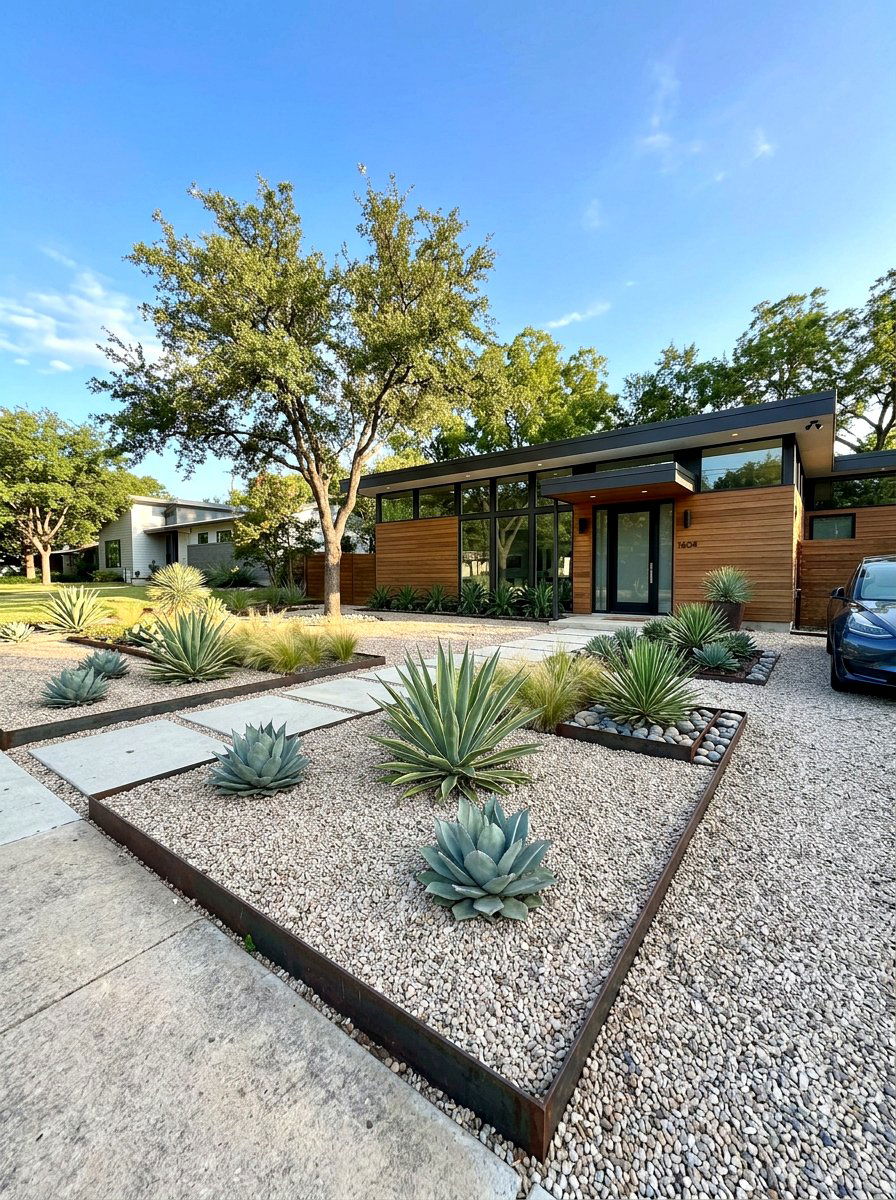 Gravel Landscaping - 30 no mow front yard ideas