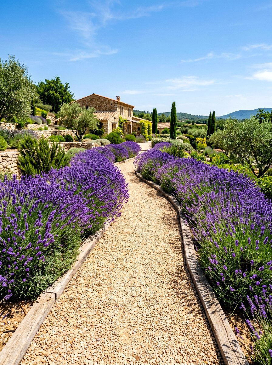 Gravel Lavender Walkway - 30 lavender walkway ideas