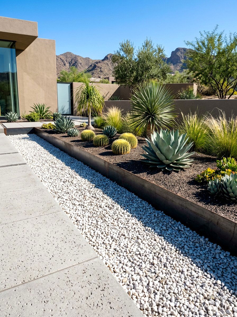 Gravel Moat Garden Edging - 30 flower bed border ideas