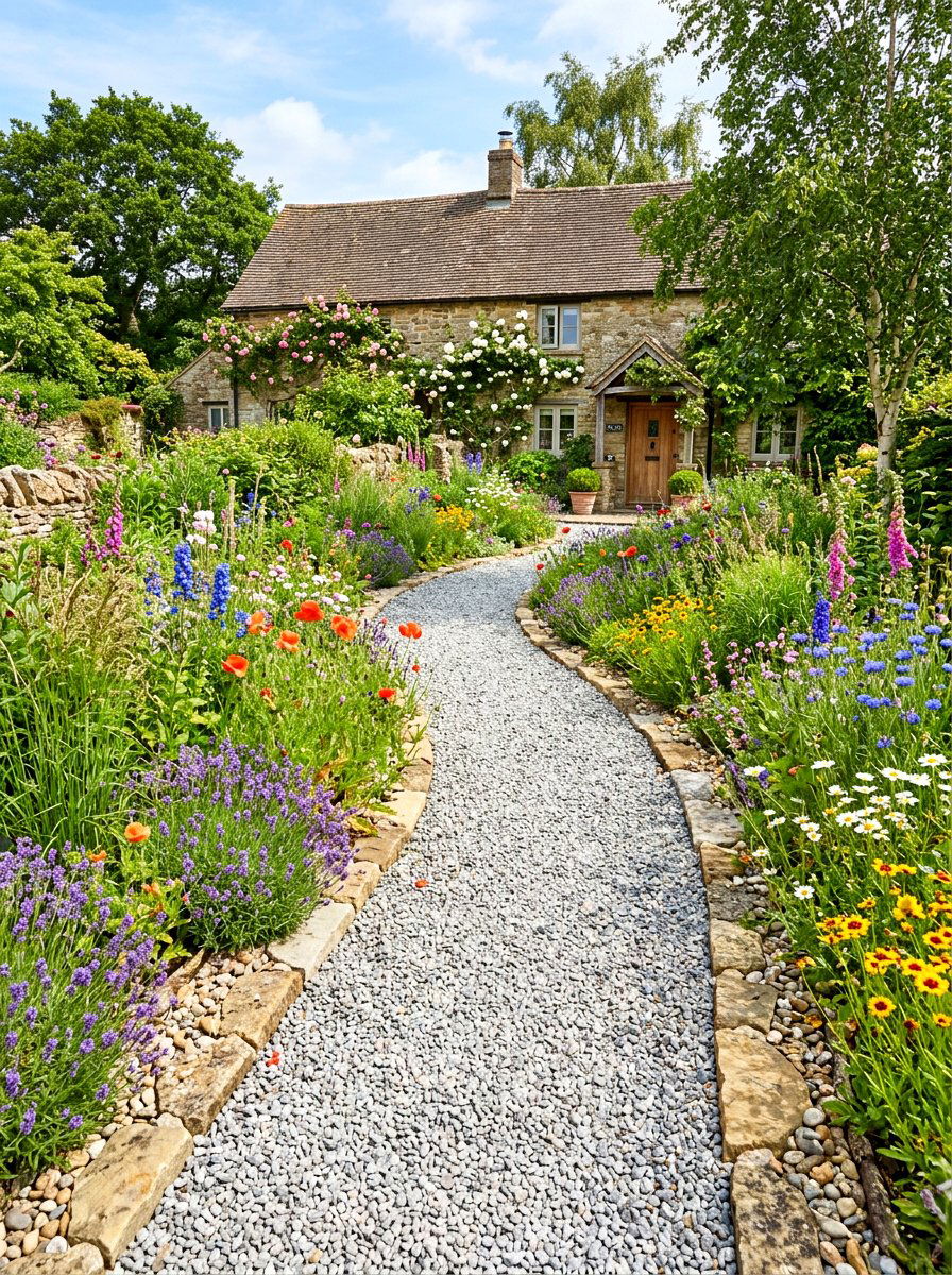 Gravel Path - 30 farmhouse front yard ideas