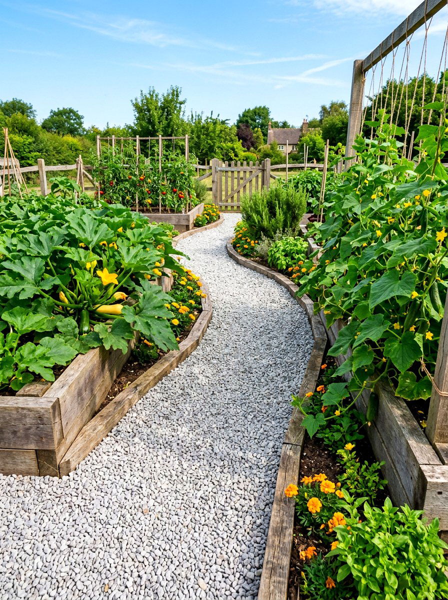 Gravel Path - 30 vegetable garden path ideas