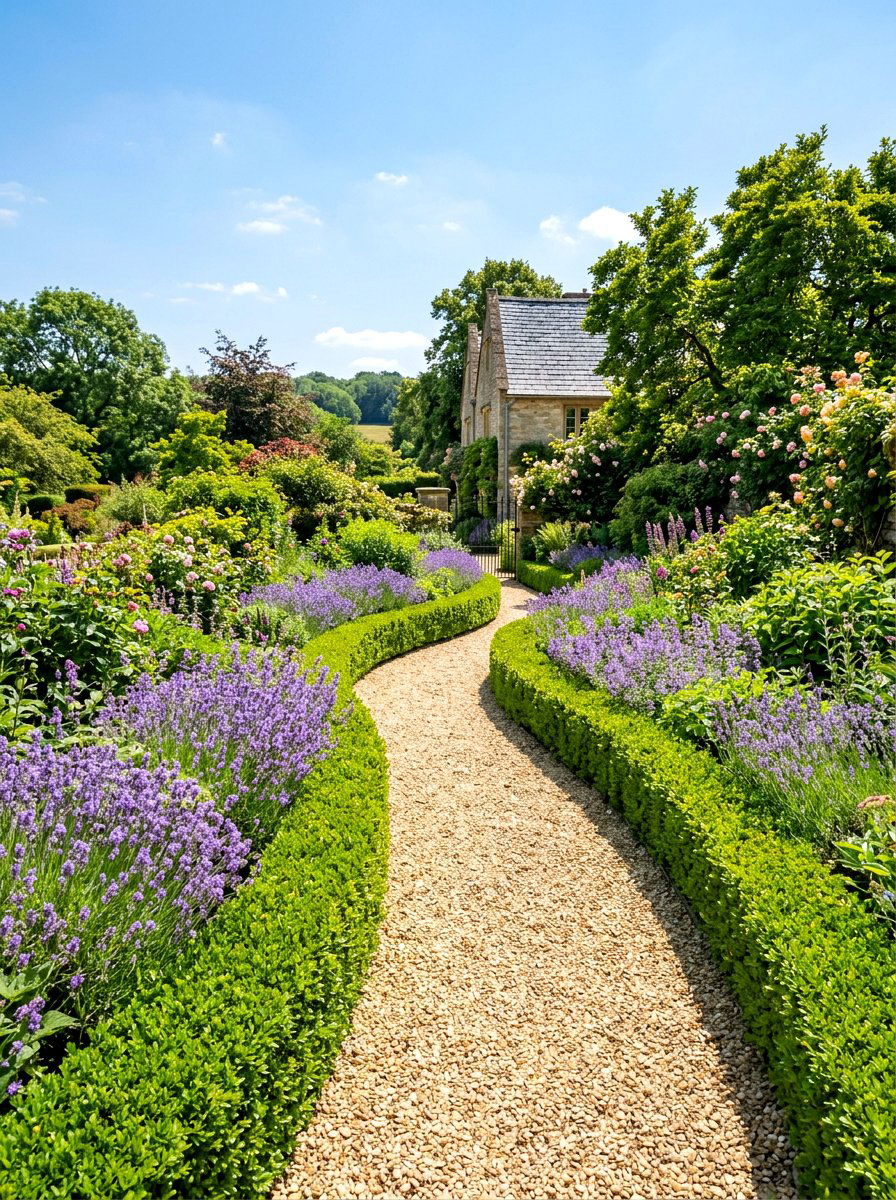 Gravel Path Boxwood Edging - 30 boxwood garden ideas
