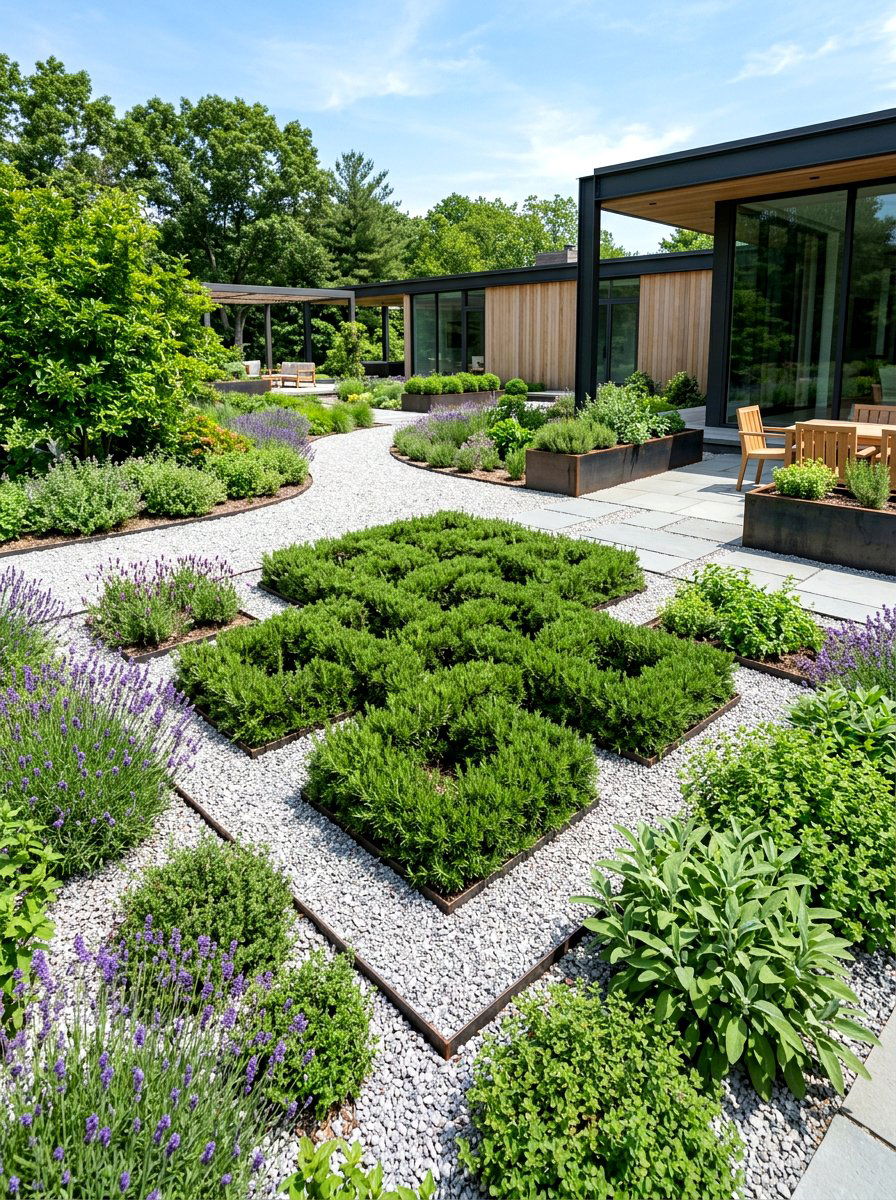 Gravel Path Herb Garden - 30 herb knot garden ideas