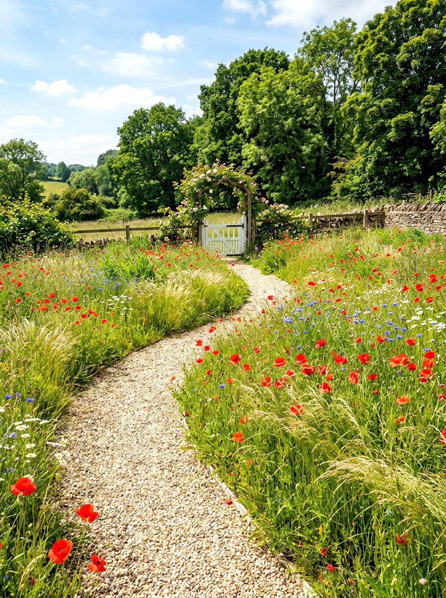 Gravel Path Meadow Garden - 30 meadow front yard ideas