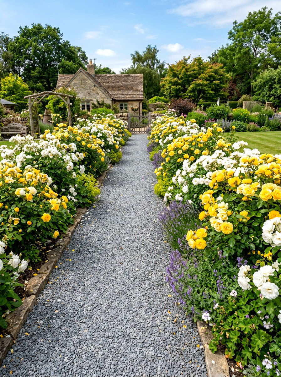 Gravel Path Rose Border - 30 cottage rose border ideas