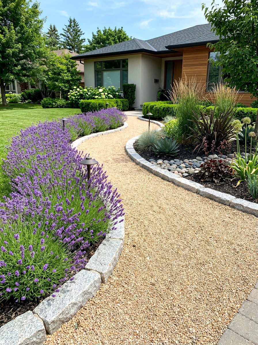 Gravel Path - 30 asymmetrical front yard landscaping ideas
