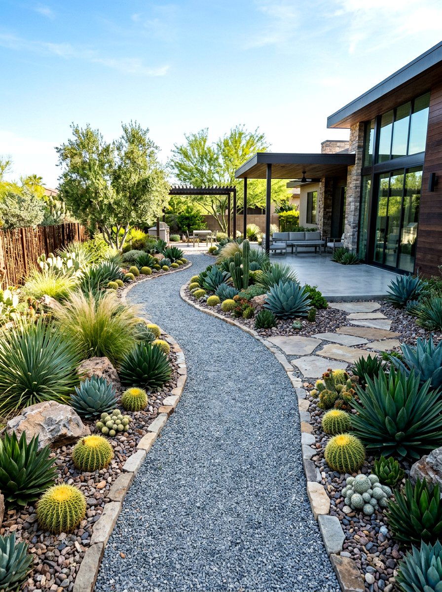 Gravel Pathway Garden - 30 cactus garden ideas