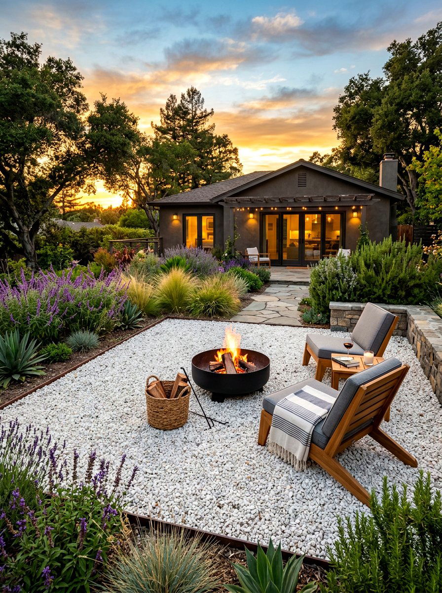 Gravel Patio - 30 dry garden ideas